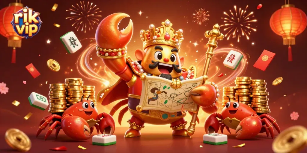 Engage in thrilling gameplay at rik vip with golden crab emperor and festive casino elements.