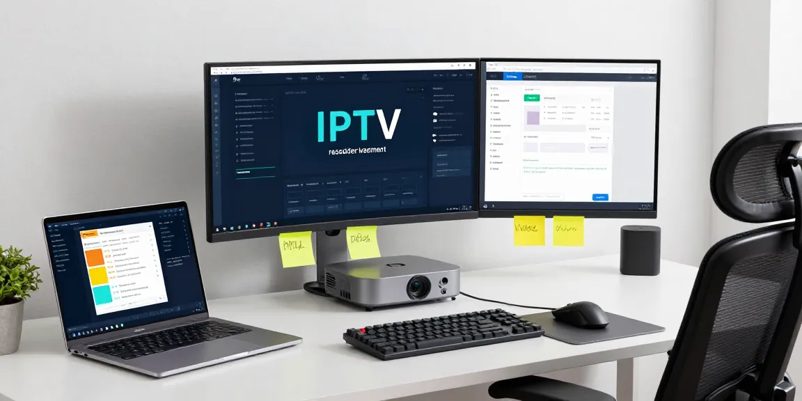 IPTV reseller management dashboard on a modern workspace with advanced software solutions in action
