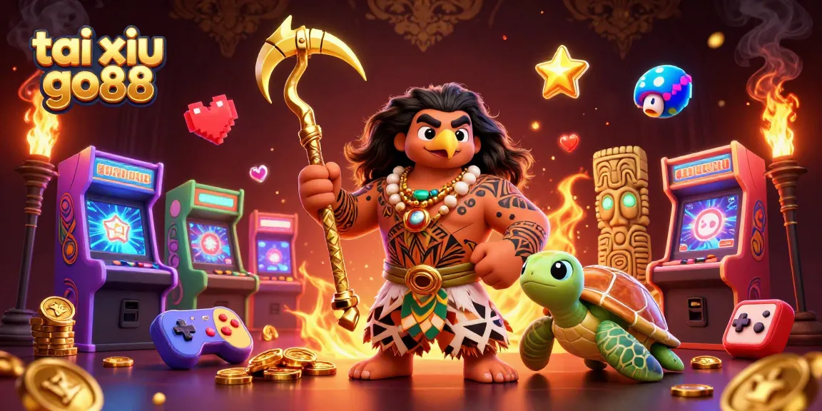 Tai Xiu Go88: Engage in thrilling gameplay with vibrant casino elements and animated characters.