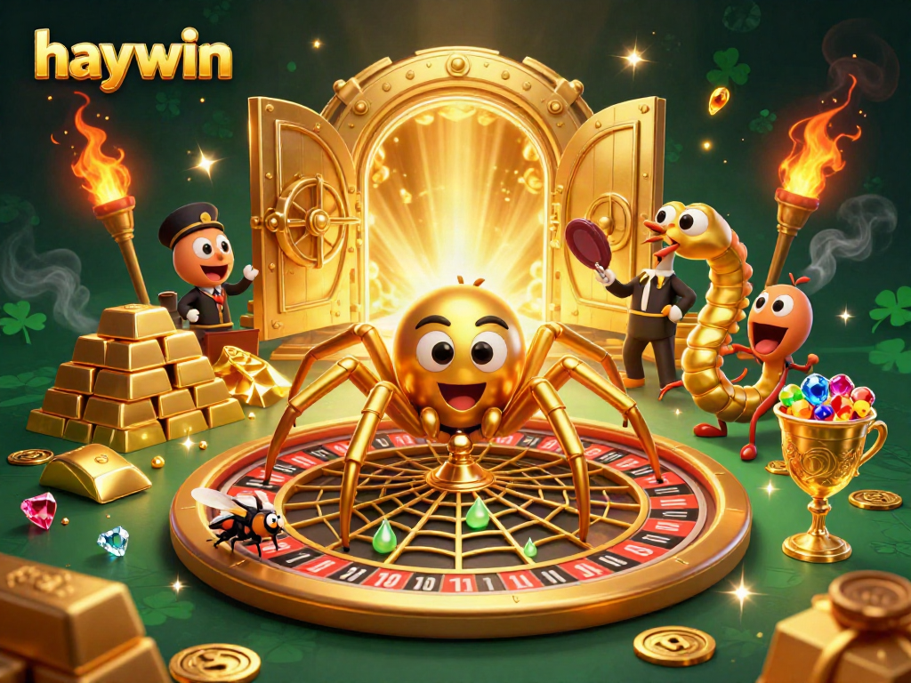 Experience thrilling bets with haywin in this vibrant 3D casino scene of luck and riches.