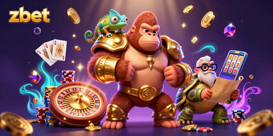 Experience thrilling adventures with zbet's powerful 3D characters amidst cascading casino elements.