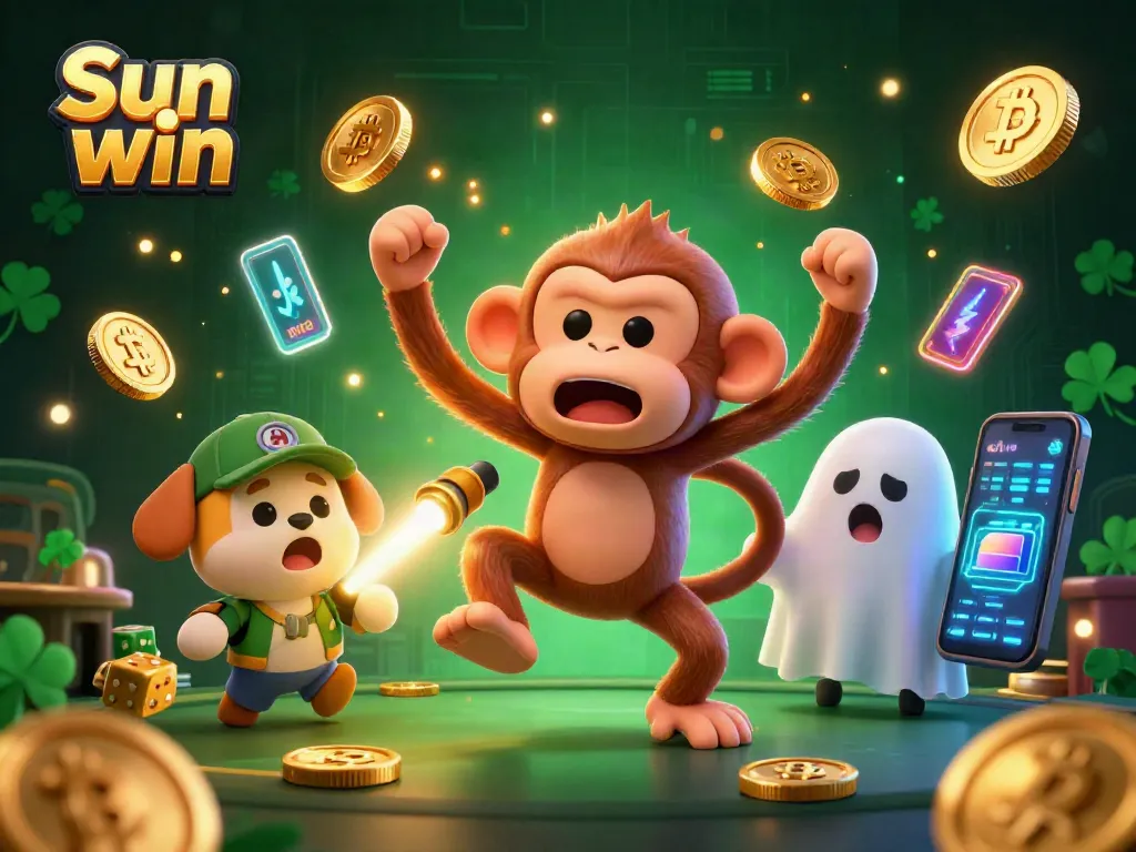 Engage in thrilling games with Sun win, featuring a mischievous poltergeist monkey and a curious ghost-hunter puppy.