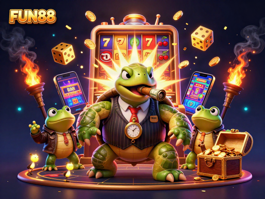 Experience FUN88 slots action with a massive snapping turtle and explosive jackpot!