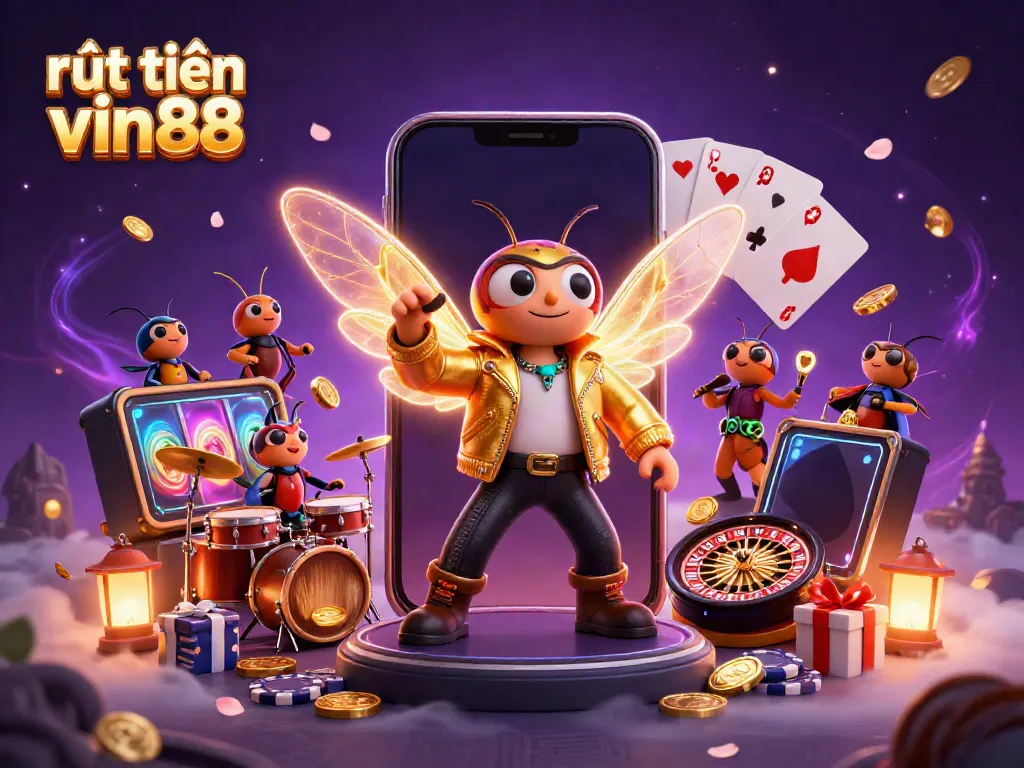 Experience the excitement of rút tiền vin88 with vibrant 3D casino characters and game elements.
