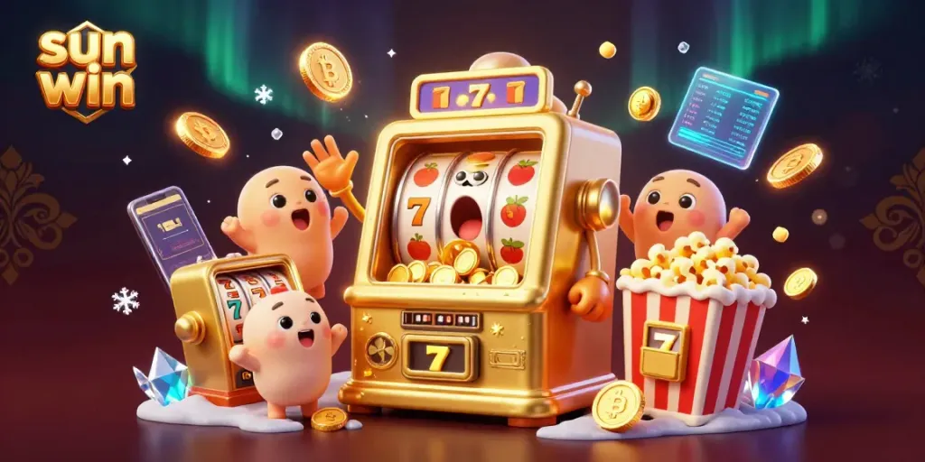 Experience the thrill of slots and jackpots with "sun win" amidst gold coins and excitement.