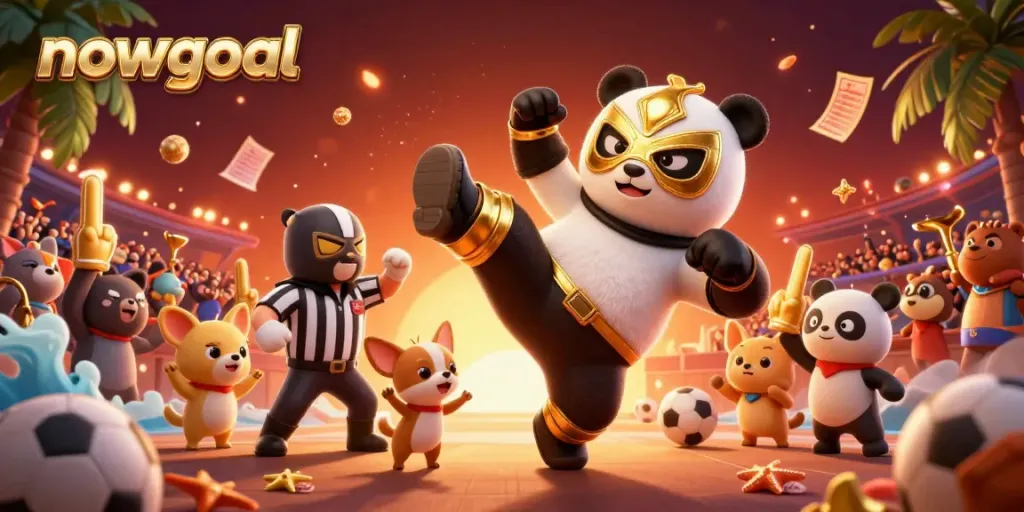 Engage with the lively atmosphere of nowgoal sports betting, featuring dynamic animal characters and vibrant gambling elements.