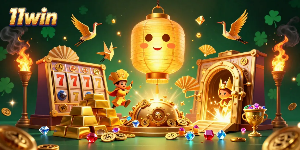 Experience the vibrant night market casino at 11win, highlighted by a golden lantern spirit and slots.