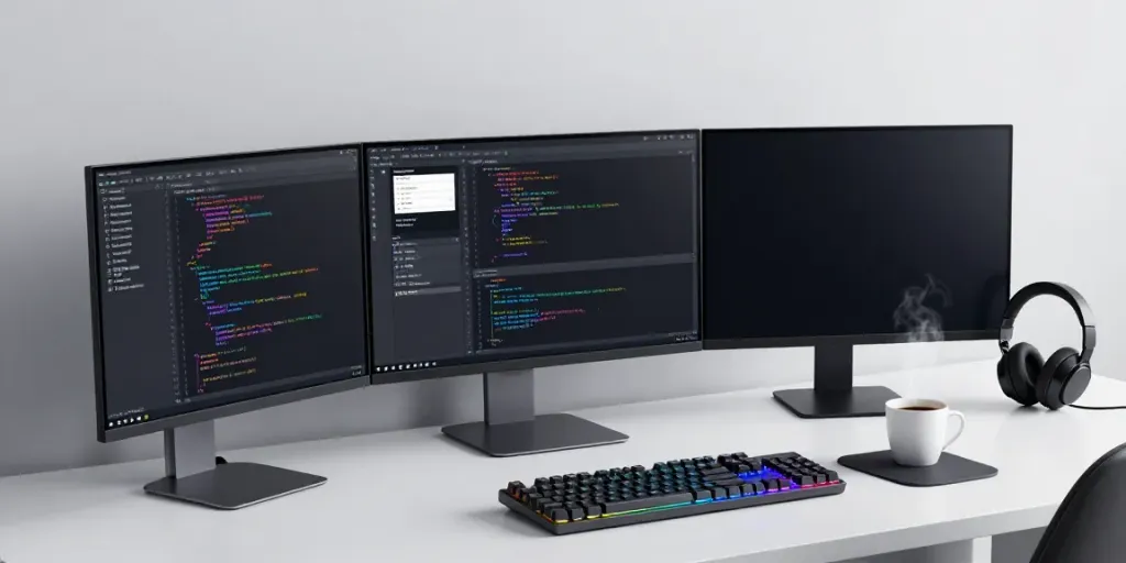 .uk domain search in a dynamic developer workspace showcasing modern coding tools and technology.