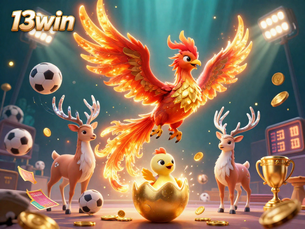 Win big with 13win in an electrifying casino scene featuring vibrant elements and energetic gameplay.
