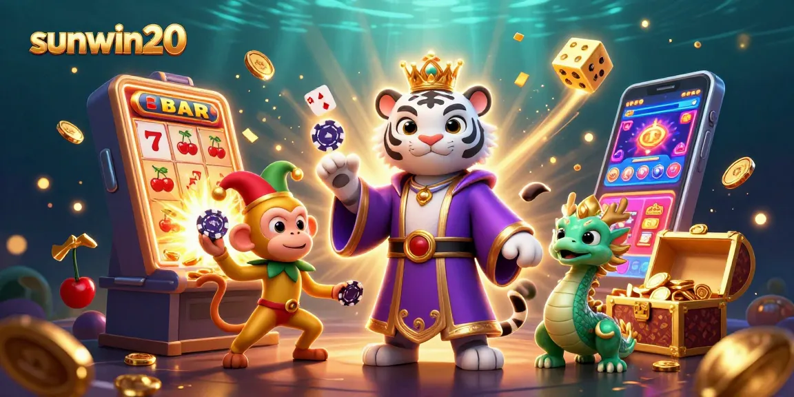 Join the excitement of sunwin20 with the 3D illustration of the vibrant casino world.
