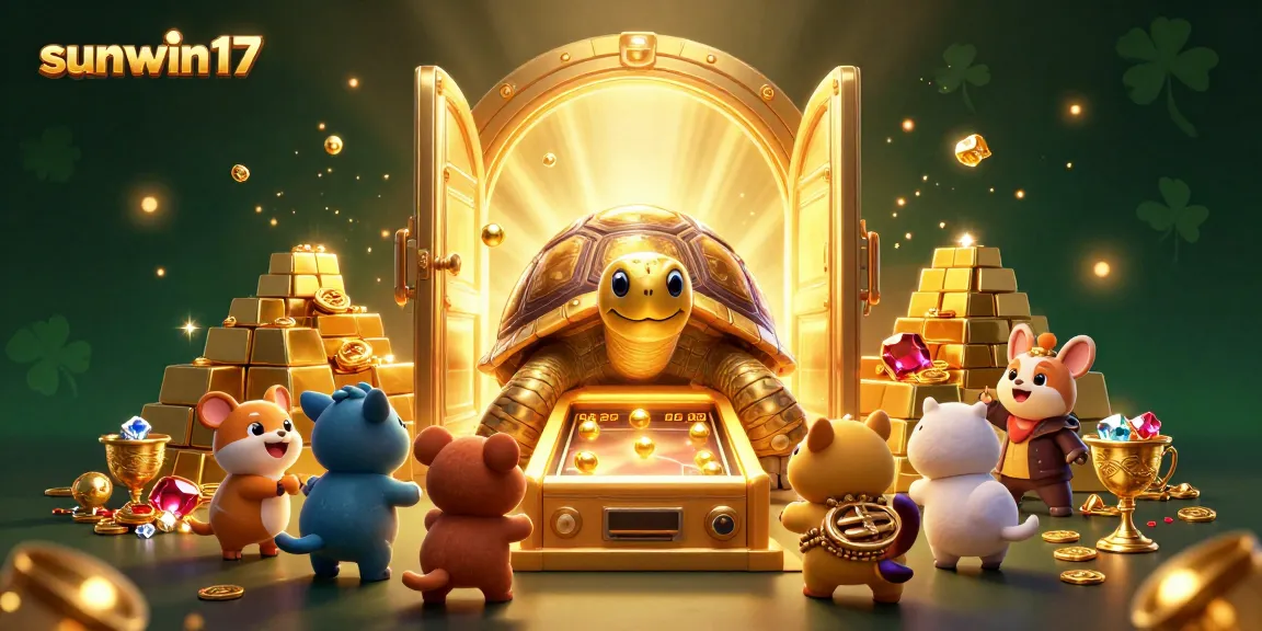 Experience thrilling wins at sunwin17 with a vibrant 3D casino scene filled with golden treasures and exciting gameplay!
