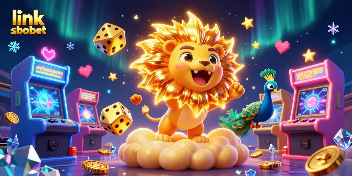 Bet on link sbobet while enjoying a vibrant 3D casino scene filled with colorful game elements.