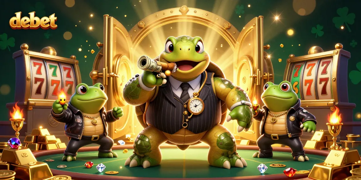 Engage with debet in this vibrant 3D casino scene featuring a snapping turtle and bullfrog enforcers.